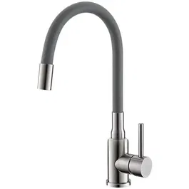 Baterie bucatarie Alveus Flexa, pipa flexibila, cartus ceramic, Gri Satin