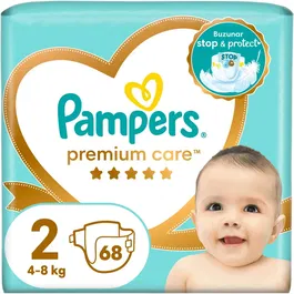 Scutece Pampers Premium Care Value Pack Marimea 2, Nou Nascut, 4-8 kg, 68 buc