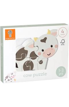 Puzzle vacuta din lemn orange tree toys