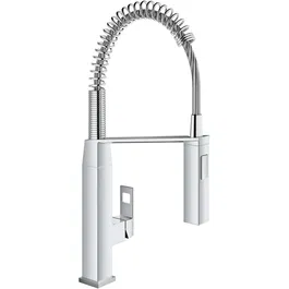 Baterie bucatarie cu dus Grohe Eurocube, 1/2'', monocomanda, filtru ceramic, buton dus/aerator, pivotanta, protectie reflux, rotire 360, anti-calcar, crom