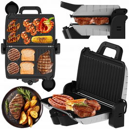 Sandwich-maker and Grill Zilan ZLN 4021, Alb/Inox1600W, Placi antiaderente