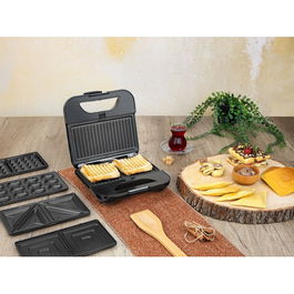 Sandwich-maker ZILAN 5 in 1 ZLN-3932, Negru/Inox 800 W, 5 tipuri de placi grill, triunghi, sandwich, waffle, nuci