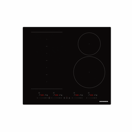 Plita incorporabila Heinner HBHI-M4ZB1FXSMTC, Inductie, 4 zone de gatit, Bridge, Boost, Slim, Control touch, Timer, Protectie copii, Indicator caldura reziduala, 60 cm, Negru