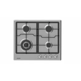Plita incorporabila Heinner HBH-M495IWFIX, Gaz, 4 arzatoare, Gratar fonta, Wok, Aprindere electrica, Dispozitiv de siguranta, 60 cm, Inox