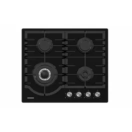 Plita incorporabila Heinner HBH-M447IWFGBK, Gaz, 4 arzatoare, Gratar fonta, Wok, Aprindere electrica, Dispozitiv de siguranta, 60 cm, Sticla neagra