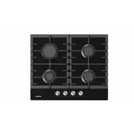 Plita incorporabila Heinner HBH-M421IRFGBK, Gaz, 4 arzatoare, Gratar fonta, Aprindere electrica, Dispozitiv de siguranta, 60 cm, Sticla neagra