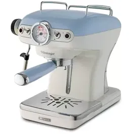 Espressor manual Ariete, 1389 Vintage, Blue, Sistem cappuccino, Putere 900W, 15 Bar