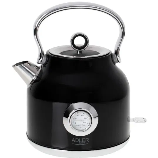 Fierbator de apa Adler STRIX AD 1346B, 1.7 l, 2200 W, Termometru, Filtru sedimente, Oprire automata, Negru
