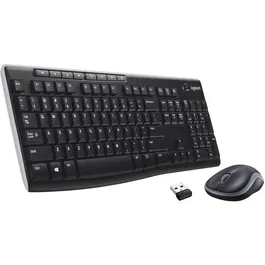 Tastatura + mouse wireless, Logitech, MK270, Layout HU, Negru/Gri