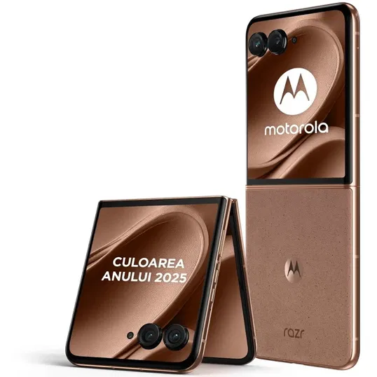 Telefon mobil Motorola razr 50 Ultra, Dual SIM, 512GB, 12GB RAM, 5G, Mocha Mousse