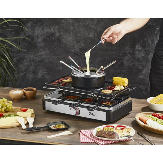 Gratar electric cu fondue Zilan ZLN8856, raclette, putere 1400 W, indicator luminos