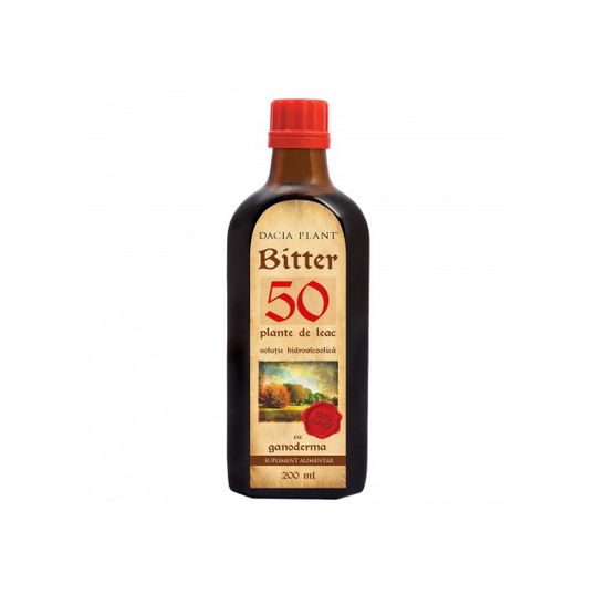 Bitter 50 plante cu ganoderma, 200ml, Dacia Plant