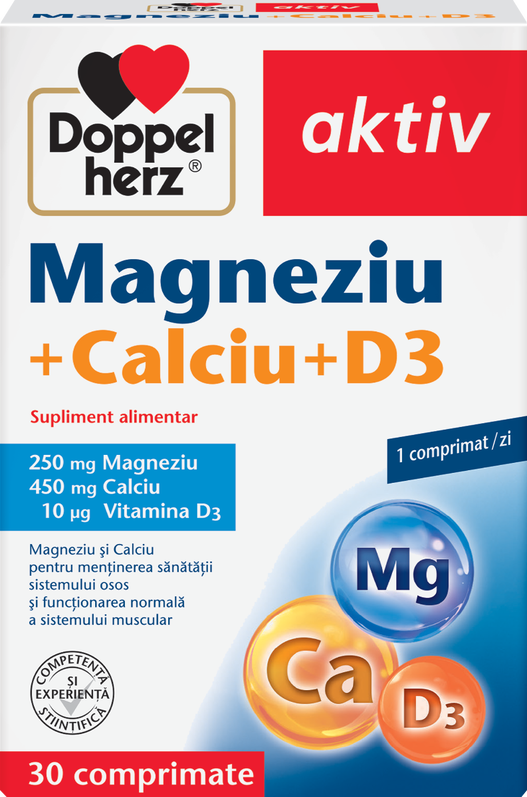 Magneziu + Calciu + D3, 30 comprimate, Doppelherz