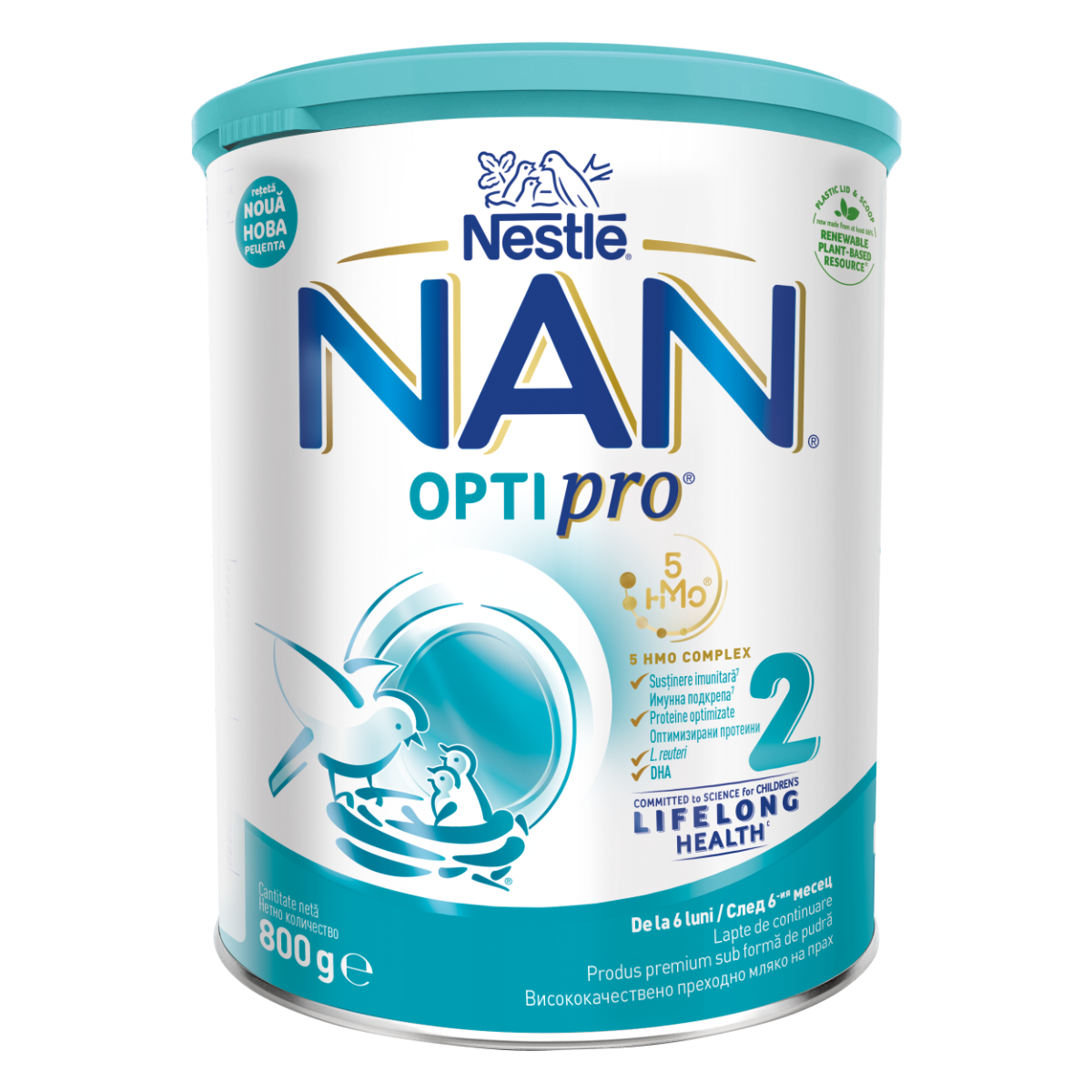 Lapte praf Nan 2 Optipro, incepand de la 6 luni, 800 g, Nestle