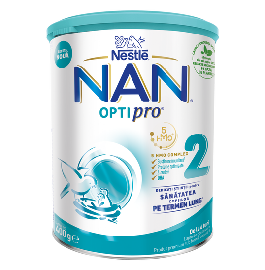 Lapte praf Nan 2 Optipro Premium +6 luni, 400g, Nestle