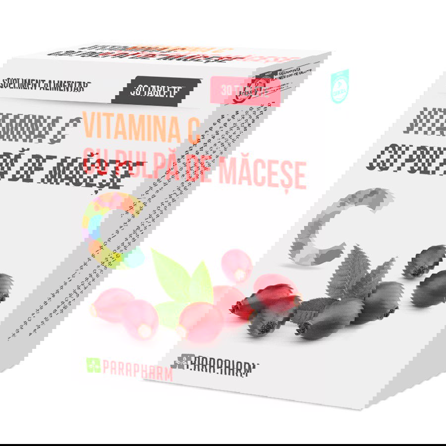 Vitamina C cu pulpa de Macese, 30 capsule, Parapharm