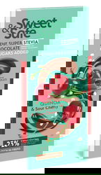 Ciocolata cu indulcitor natural de stevia Sweet&Safe, quinoa si visine, 90g, Sly Nutrition
