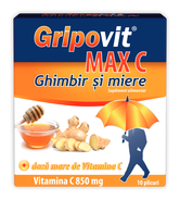 Gripovit Max C ghimbir si miere, 10 plicuri, Zdrovit