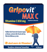 Gripovit Max C cu pulberi din fructe, 10 plicuri, Zdrovit