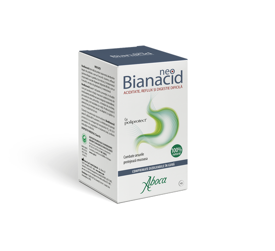 NeoBianacid cu poliprotect pentru aciditate si reflux, 45 comprimate, Aboca