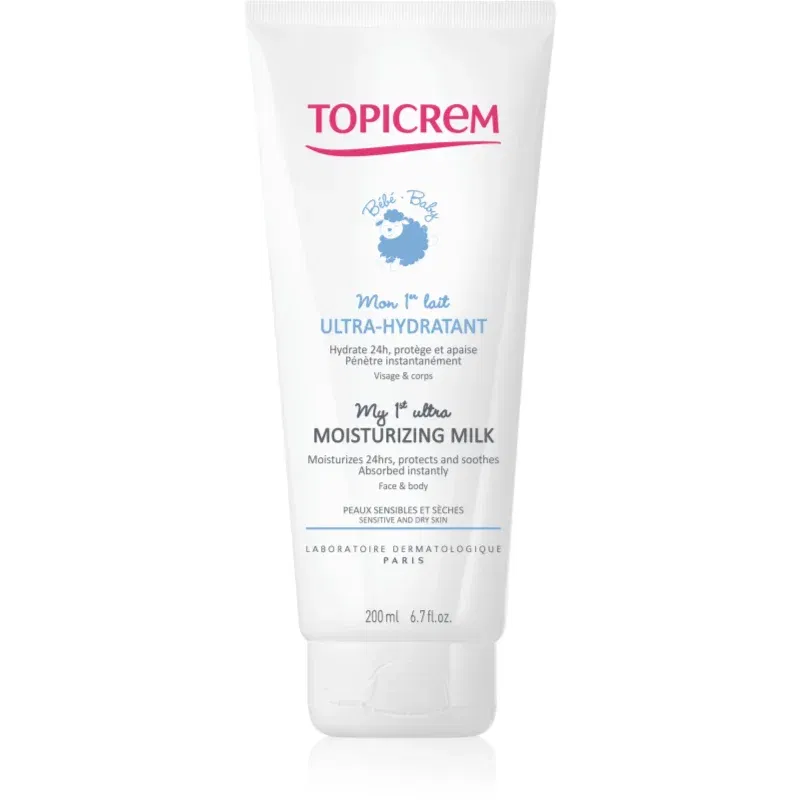 Topicrem BABY My 1st Ultra-Moisturizing Milk loțiune hidratantă pentru corp și față pentru piele uscata si sensibila 200 ml
