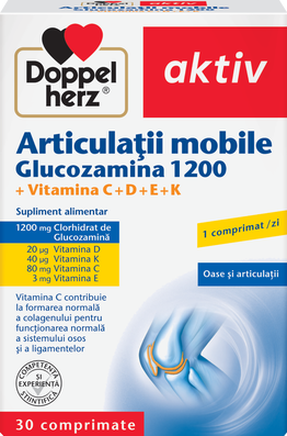 Articulatii mobile Glucozamina 1200, 30 comprimate, Doppelherz