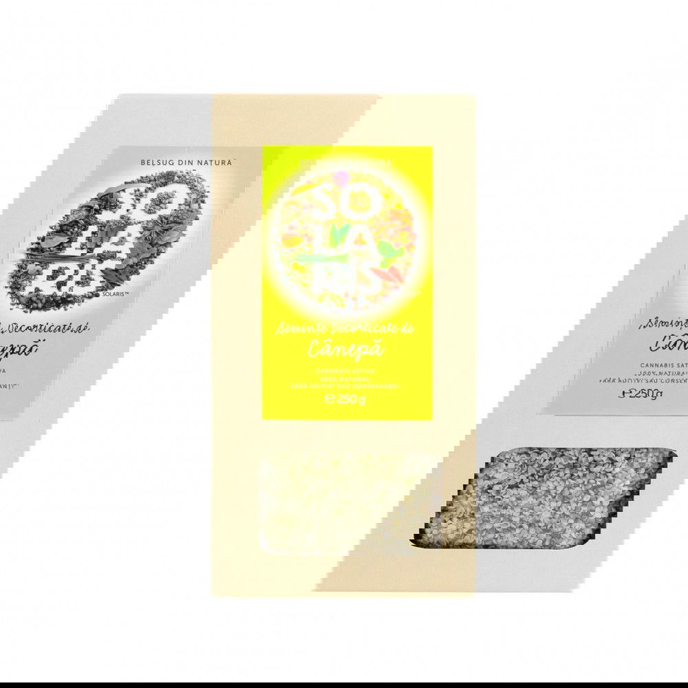 Seminte decorticate de canepa, 250g, Solaris