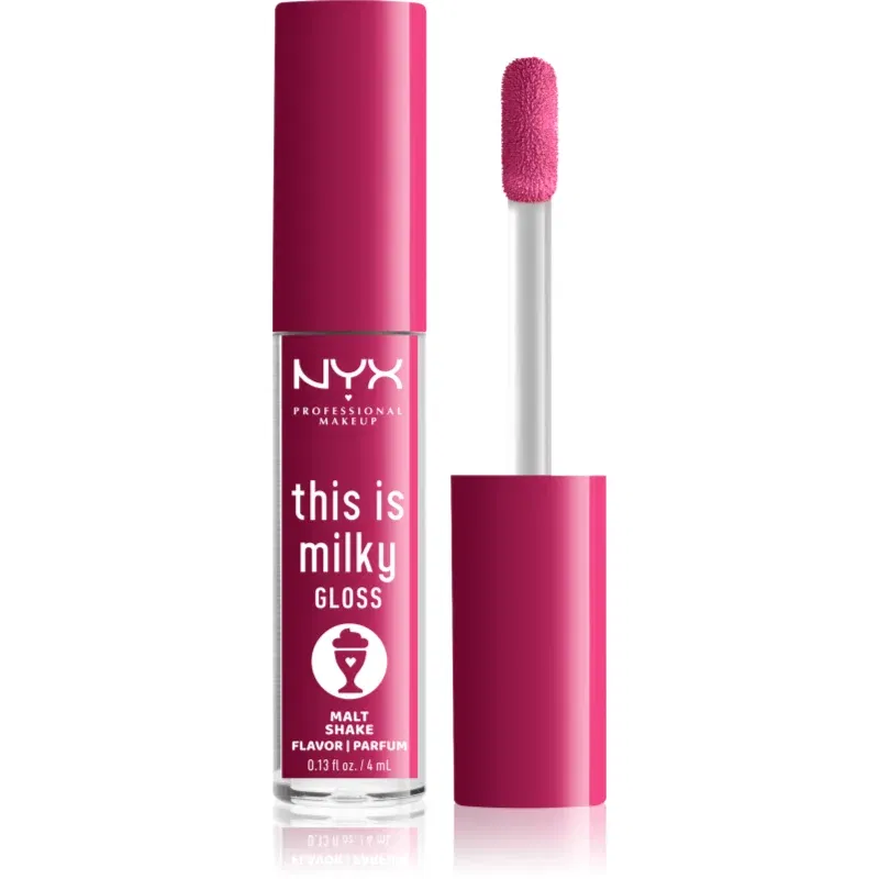 NYX Professional Makeup This is Milky Gloss Milkshakes lip gloss hidratant produs parfumat culoare 12 Malt Shake 4 ml