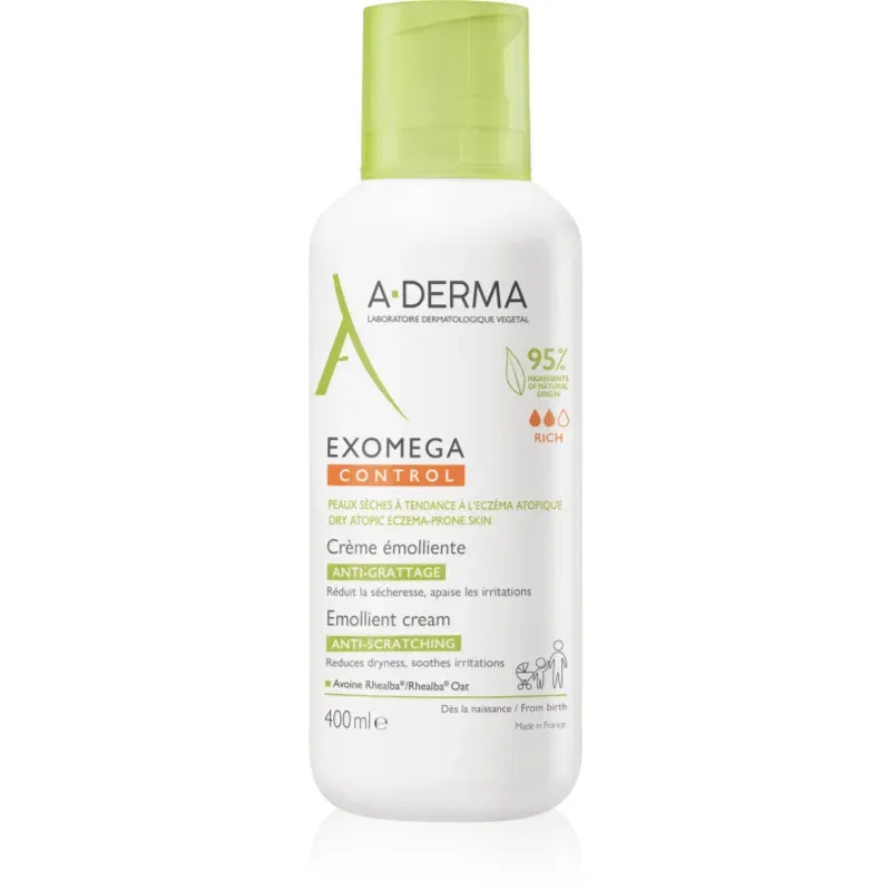 A-Derma Exomega Control Emollient Cream crema de corp pentru piele foarte sensibila sau cu dermatita atopica 400 ml