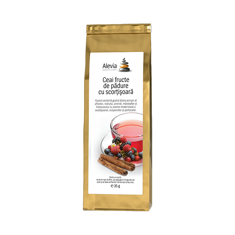 Ceai fructe de padure cu scortisoara, 35g, Alevia