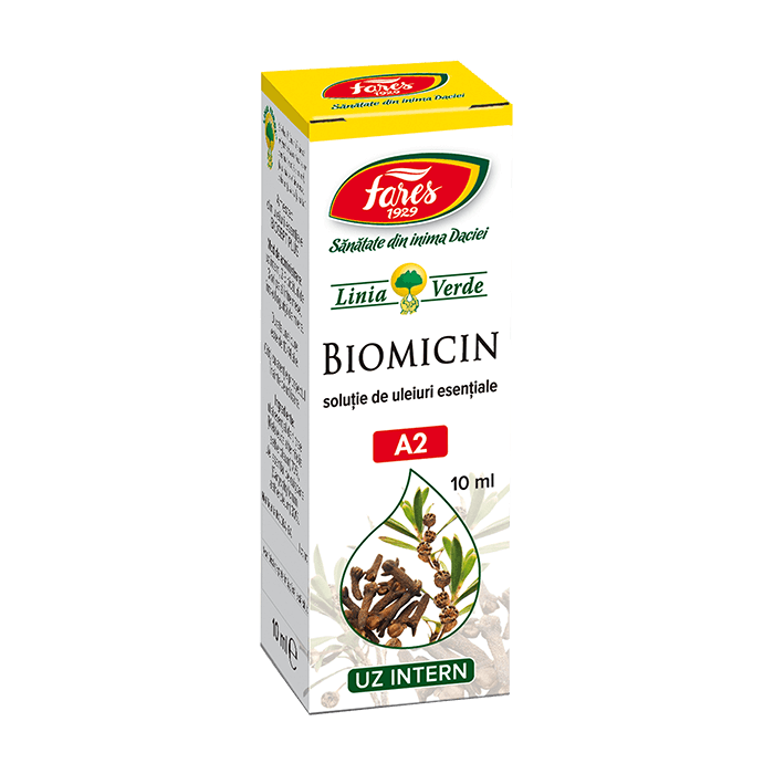 Biomicin solutie cu uleiuri esentiale A2, 10ml, Fares
