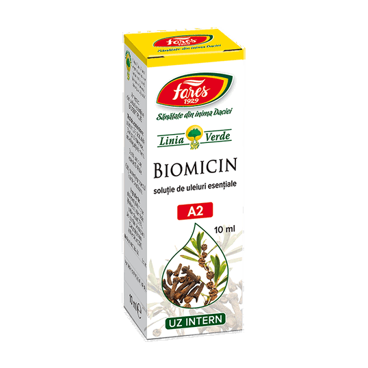 Biomicin solutie cu uleiuri esentiale A2, 10ml, Fares