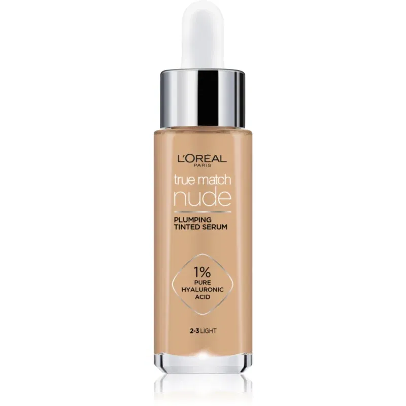 L’Oréal Paris True Match Nude Plumping Tinted Serum ser pentru uniformizarea nuantei tenului culoare 2-3 Light 30 ml