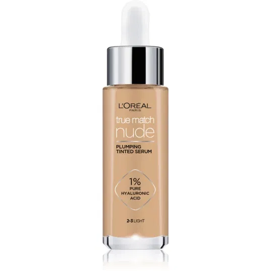 L’Oréal Paris True Match Nude Plumping Tinted Serum ser pentru uniformizarea nuantei tenului culoare 2-3 Light 30 ml