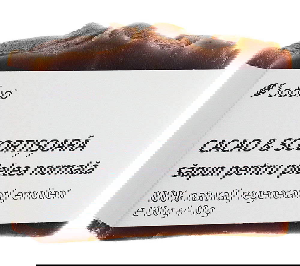 Sapun natural pentru pielea normala cu cacao si scortisoara, 130g, Sabio