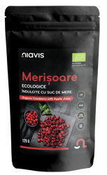 Merisoare ecologice indulcite cu suc de mere, 125g, Niavis