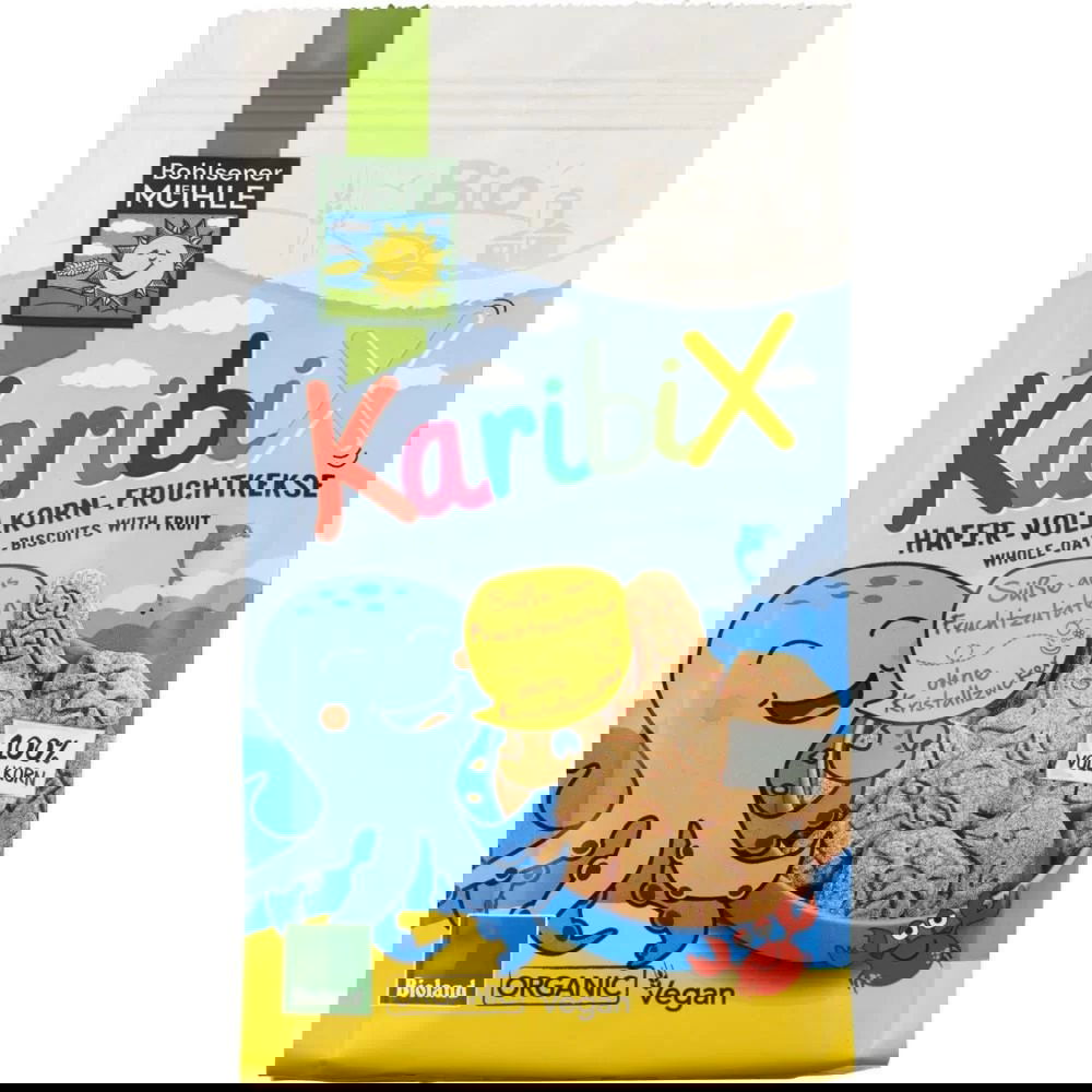 Biscuiti din faina integrala de ovaz si fructe Karibix, 125g, Bohlsener Muhle
