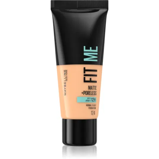 MAYBELLINE NEW YORK Fit Me! Matte+Poreless machiaj mat pentru piele normală și grasă culoare 124 Soft Sand 30 ml