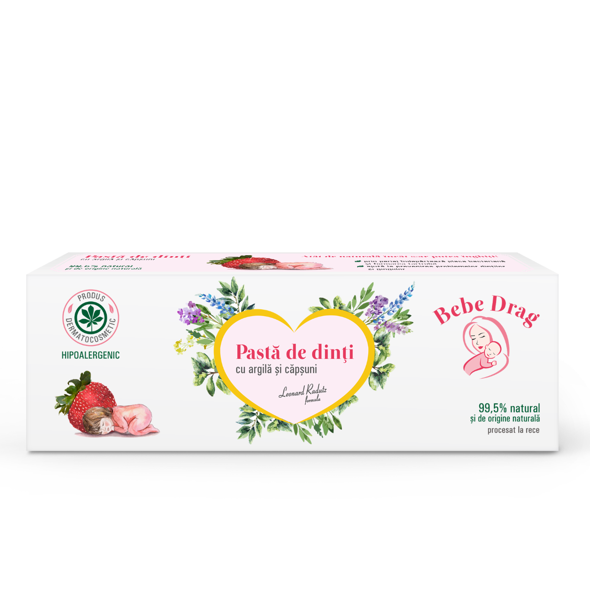 Pasta de dinti cu argila desilicata si capsuni, 50ml, VivaNatura