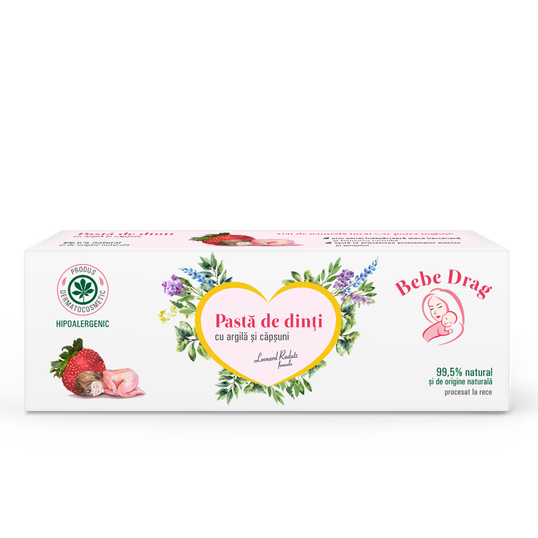 Pasta de dinti cu argila desilicata si capsuni, 50ml, VivaNatura