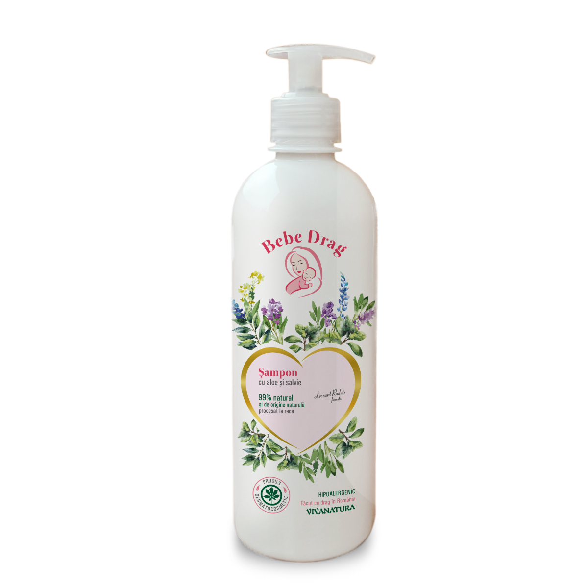Sampon cu aloe si salvie Bebe Drag, 500ml, VivaNatura