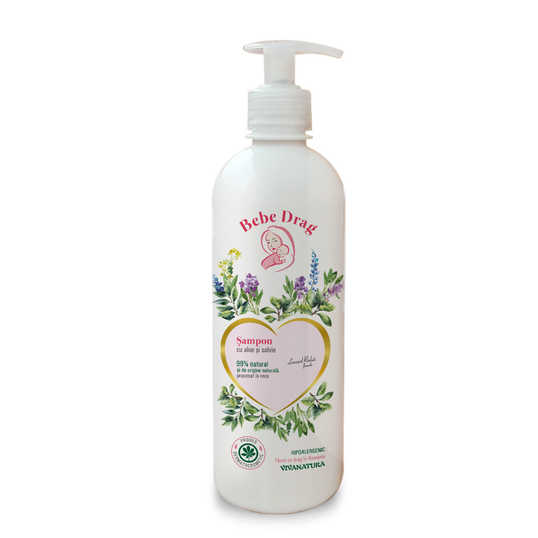 Sampon cu aloe si salvie Bebe Drag, 500ml, VivaNatura
