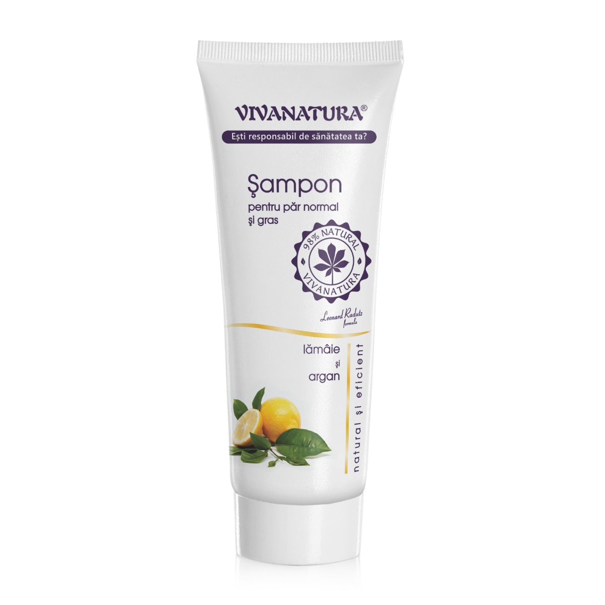 Sampon pentru par normal si gras cu lamaie si argan, 250ml, VivaNatura