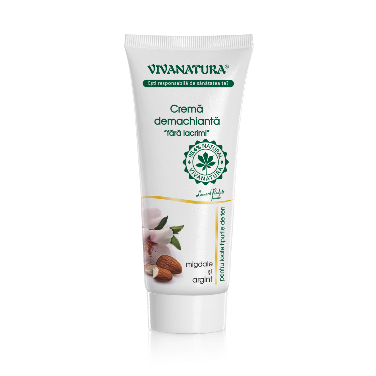 Crema demachianta cu migdale si argint coloidal, 75ml, VivaNatura
