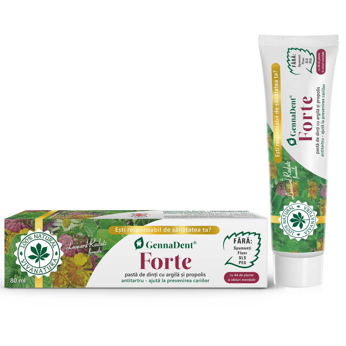 Pasta de dinti GennaDent Forte, 80ml, VivaNatura