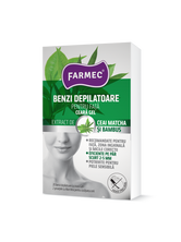 Benzi depilatoare pentru fata cu ceara gel, 20 bucati + 2 servetele, Farmec