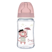 Biberon roz anticolici cu gat larg PP Bonjour Paris, 240ml, Canpol babies