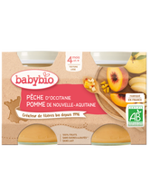 Piure din piersici si mere Bio, 2 x 130g, BabyBio