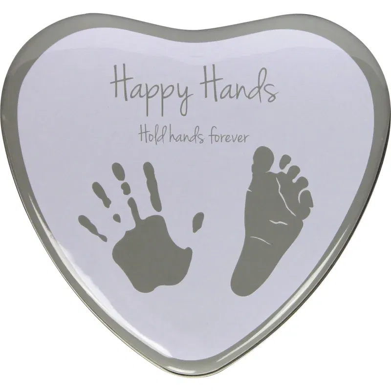 Happy Hands 2D Heart Silver/White set de mulaj pentru amprentele bebelușului 3 x 15 x 16,5 cm 1 buc