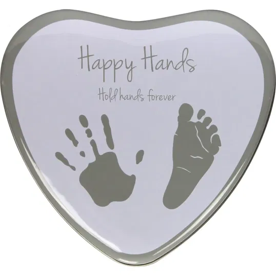 Happy Hands 2D Heart Silver/White set de mulaj pentru amprentele bebelușului 3 x 15 x 16,5 cm 1 buc